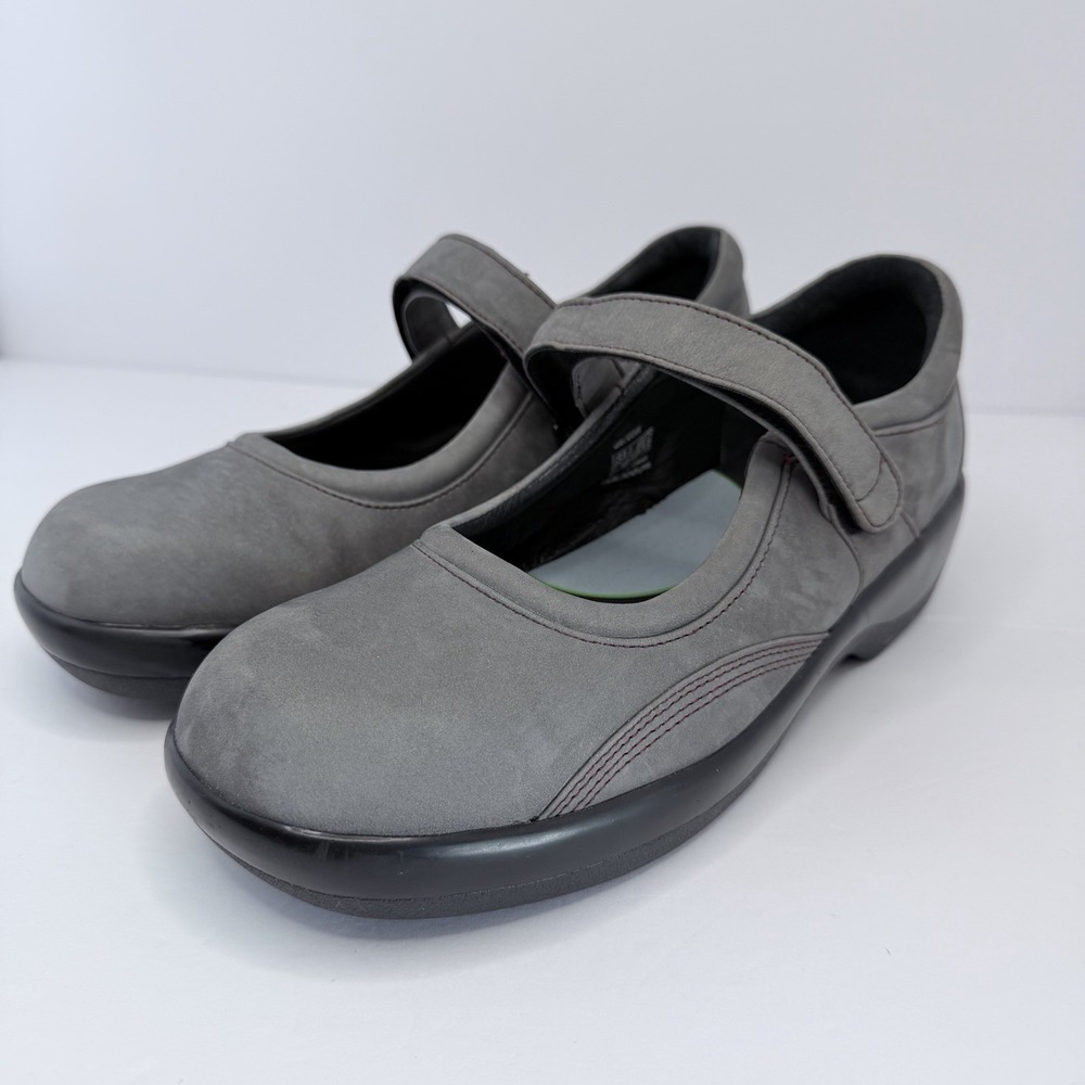 EUC Apex Womens Mary Jane Ambulator Gray Leather Comfort Walking Shoes Size 8 M